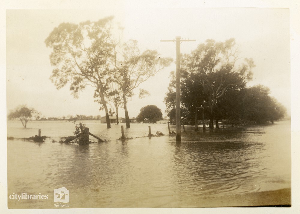Residence of Joe Tyrell, Cluden, during flood, Townsville, [10 February 1946]