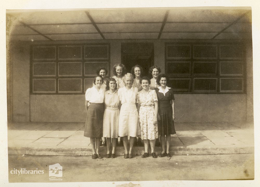 Staff in front of work place, Townsville, ca. 1946