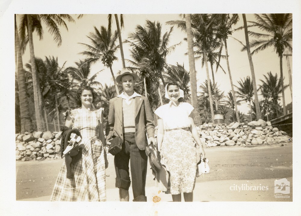 Jean, Arthur and June at Palm Island, 3 September 1949