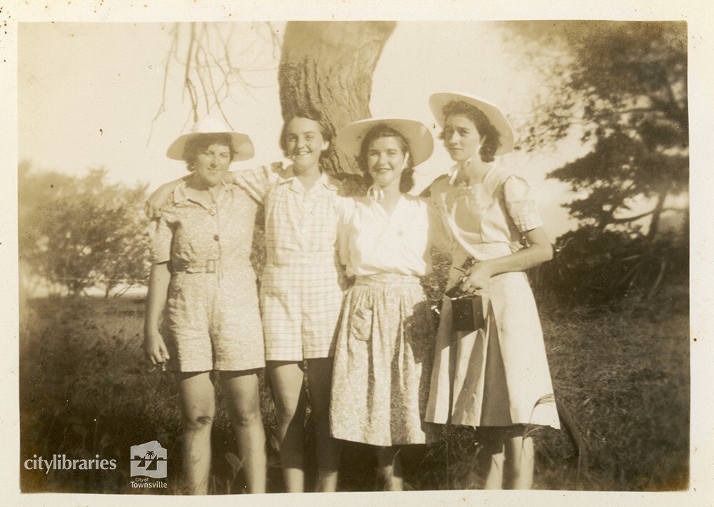 Dot Garrow, May Garrow, Grace Burgess (Matthews) and Erica Fitz, Townsville, ca. 1946