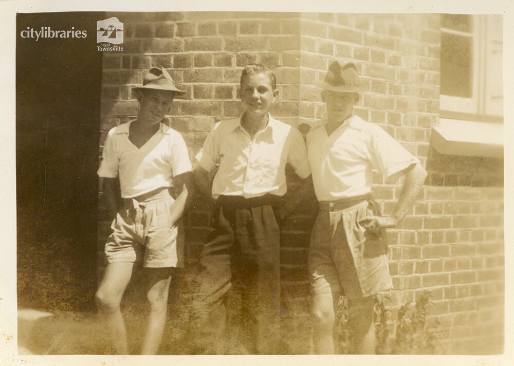 Hank, Ken Cowper and Noah, Townsville, ca. 1946