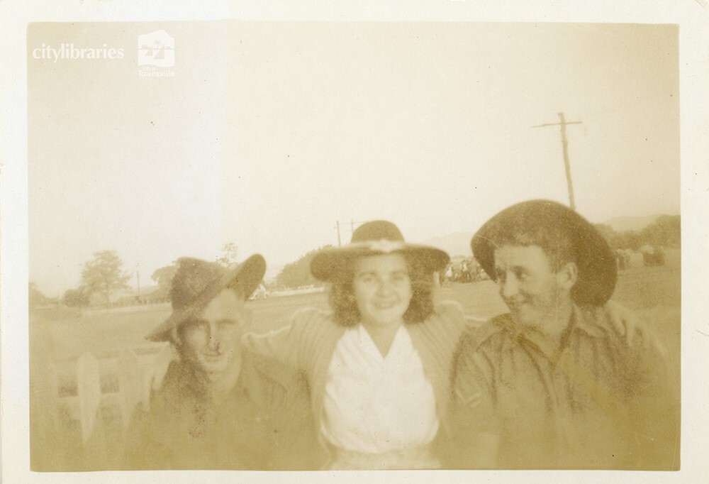 Bill, Grace Burgess (Matthews) and Les, Townsville, ca. 1946