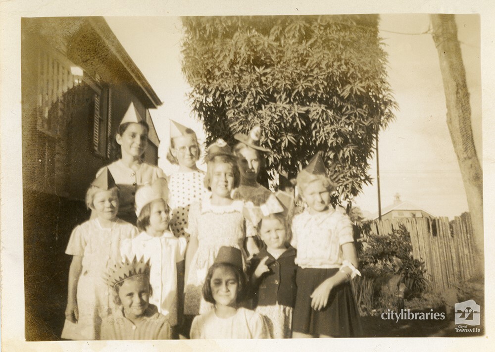 Group of children at Shirley's ninth birthday party, Townsville, ca. 1946