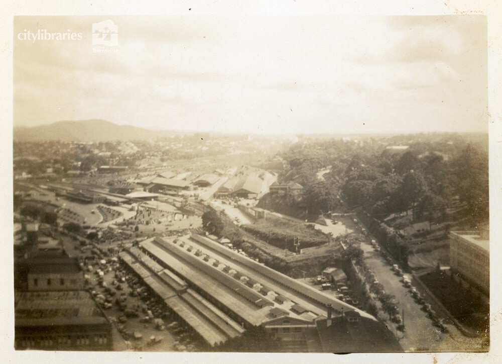 View of the fruit market from the clock tower, Brisbane, 1946