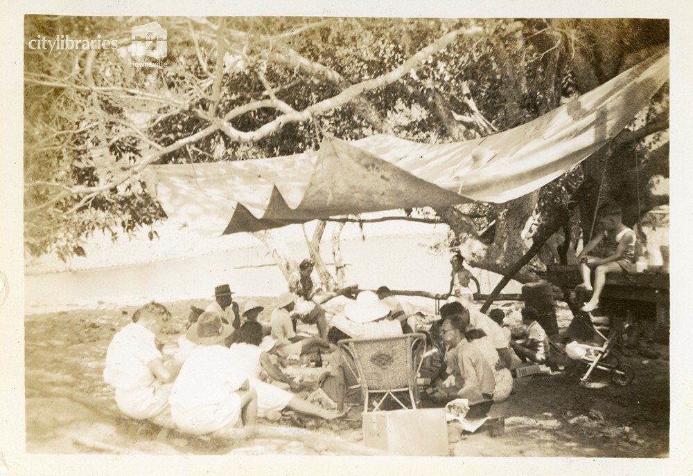 Dinner time at the C.O.D. picnic, Alice River, Townsville, 1946