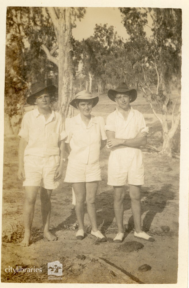 Group posing at the C.O.D. picnic, Boxing day, Alice River, Townsville, 1946