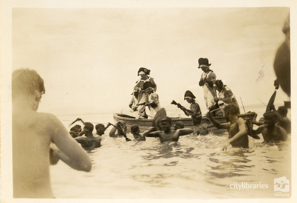 Re-enactment of the landing of Captain Cook, Picnic Bay, Magnetic Island, 1947