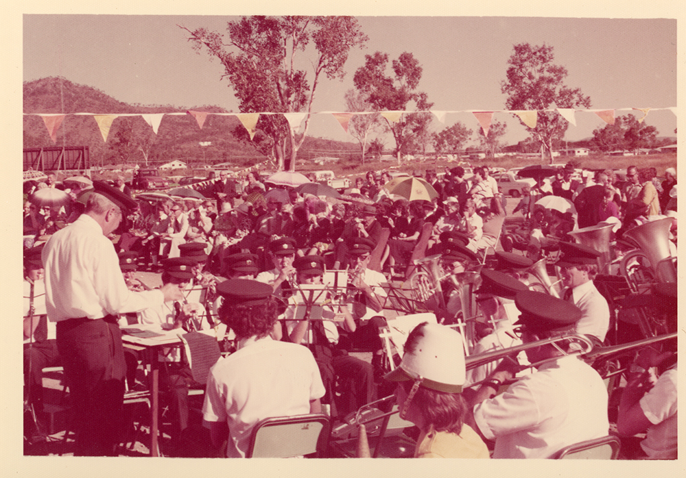 Band playing at the laying of the foundation stone, Masonic Home for the Aged, Townsville, 1977