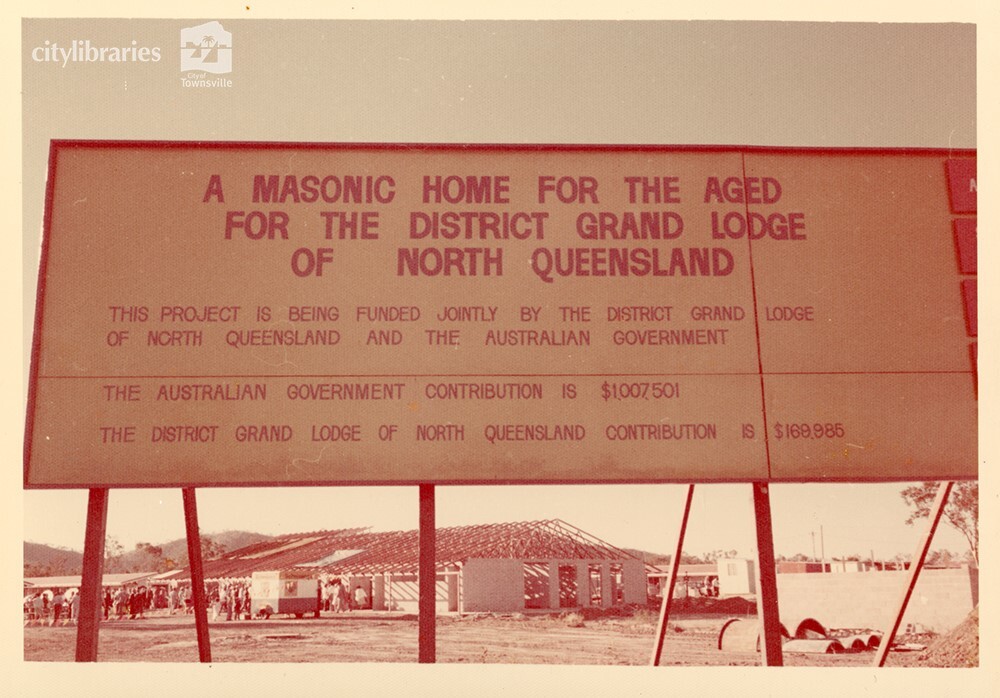 Sign for the Masonic Home for the Aged, Townsville, 1977