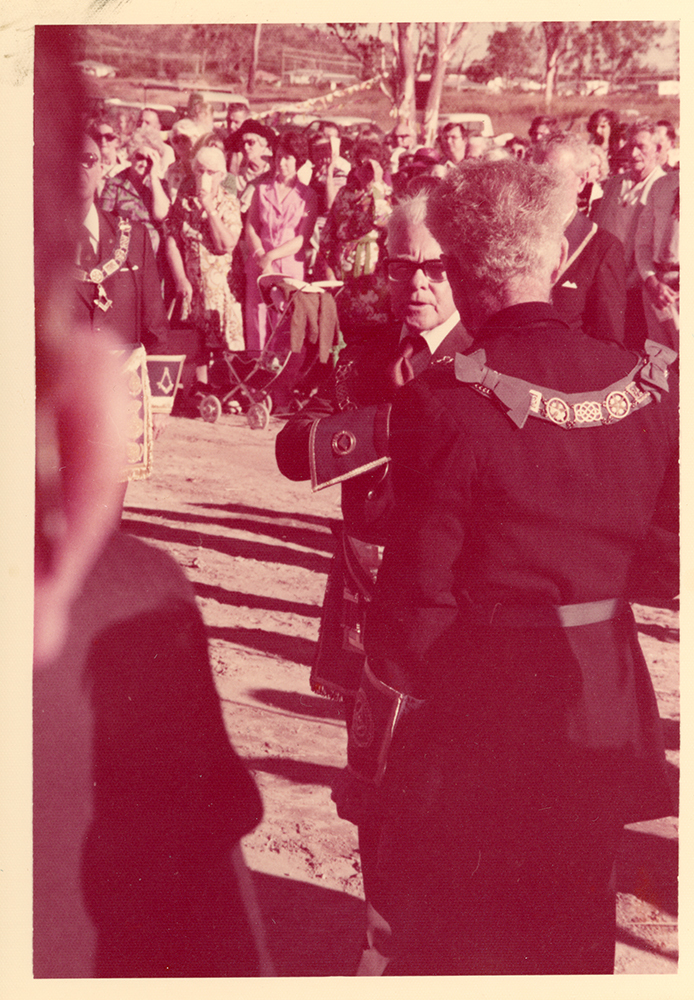Freemasons at the laying of the foundation stone, Masonic Home for the Aged, Townsville, 1977