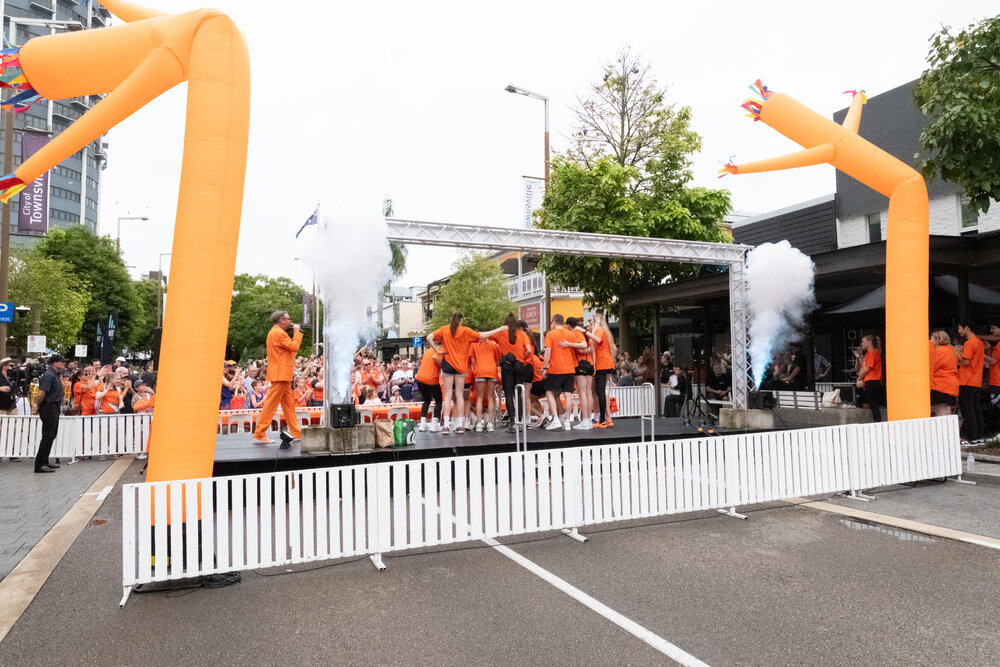 WNBL team Townsville Fire championship celebration, Flinders Street, Townsville City, 8 March 2026