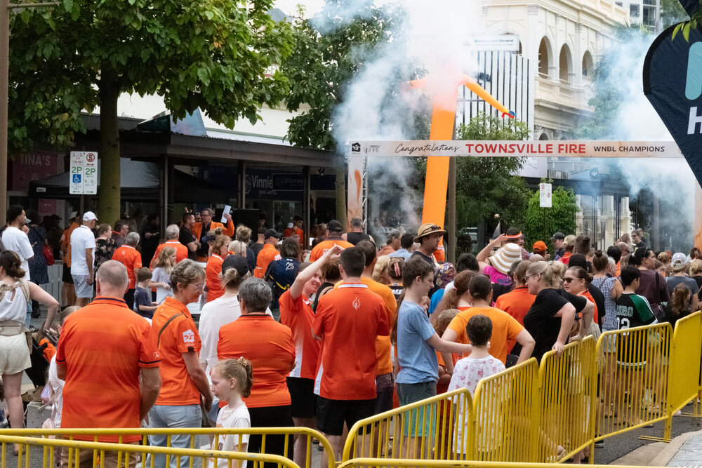 WNBL team Townsville Fire championship celebration, Flinders Street, Townsville City, 8 March 2026