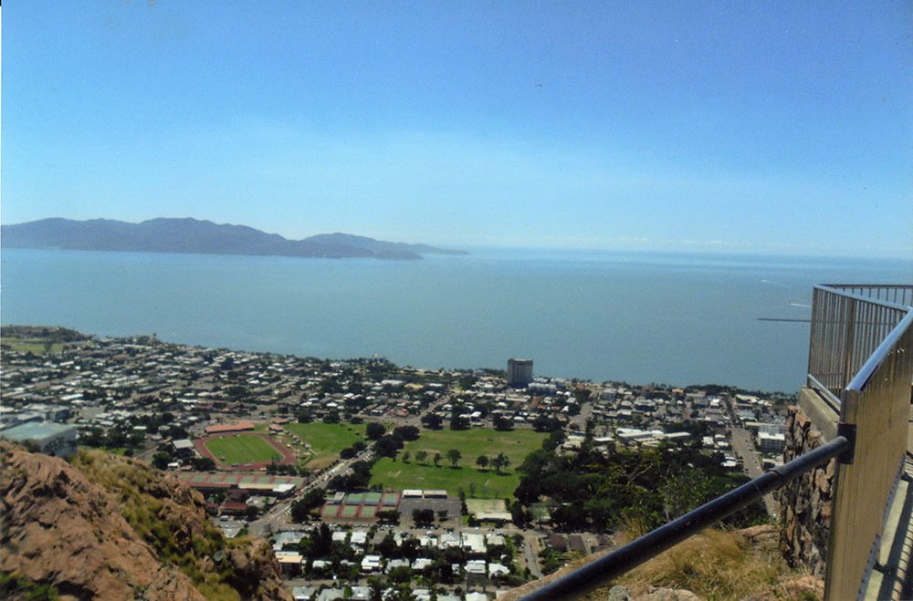 View of North Ward and Magnetic Island from Castle Hill, Townsville, ca. 2015.