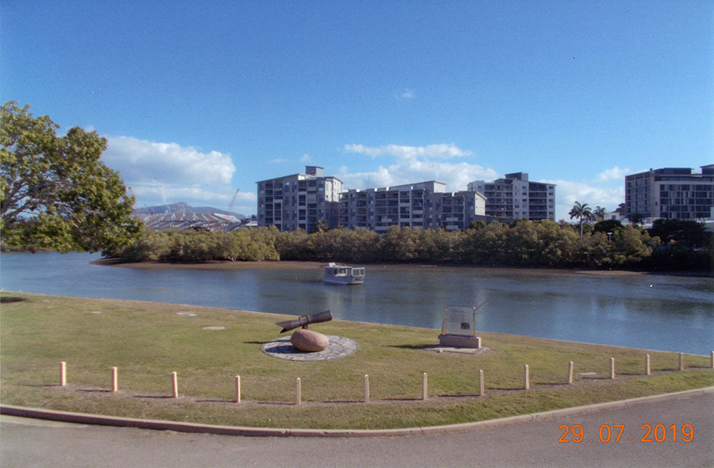 Eddie Mabo monument on the banks of Ross Creek, Townsville, 29 July, 2019.