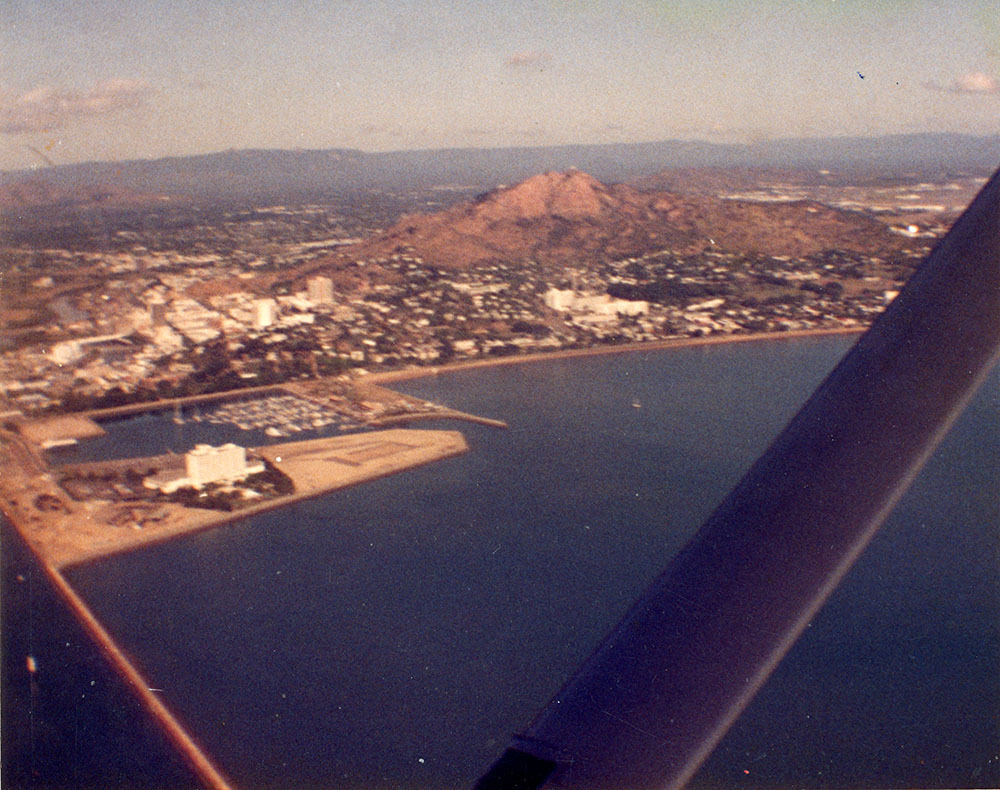 Aerial view of Townsville harbour and Castle Hill, ca. 2015.