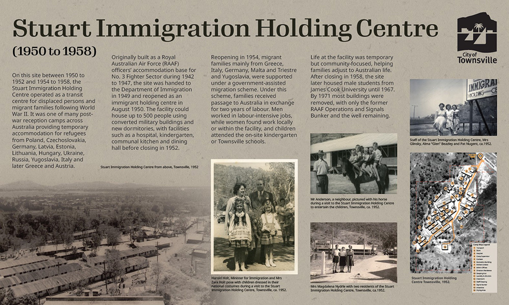Stuart Immigration Holding Centre interpretive signage, Stuart Drive, Townsville, 28 May 2026
