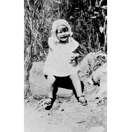 Mount Spec, Winifred McClelland age 2 1/4 years at "First Campsite" on Mount Spec Road, 12 February 1932 