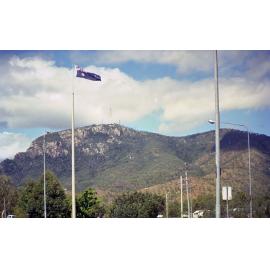 The flag and flagpole at the roundabout on the intersection of Angus Smith Drive and University Road, Douglas, Townsville, 1991