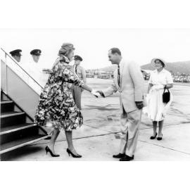 Townsville Mayor, Angus Smith and Mrs Smith greet Princess Alexandra on her arrival in Townsville 