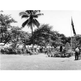 His worship the Mayor, Alderman Angus J. Smith, O.B.E. delivers his address at the unveiling of the Centenary Memorial Plaque, Anzac Park, Townsville, 1964