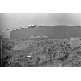 Graffiti on city reservoir, Castle Hill, Townsville, 1979