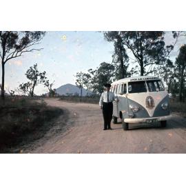 Freeman collection : Open Air Campaigner and his gospel wagon, near Ayr, North Queensland, 1961