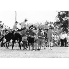 A scene from the Cavalcade of Progress procession at the Townsville Sports Reserve for the Royal Visit, 20 April 1970