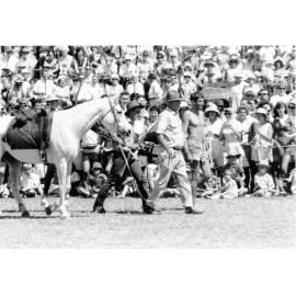 A scene from the Cavalcade of Progress procession at the Townsville Sports Reserve for the Royal Visit, 20 April 1970
