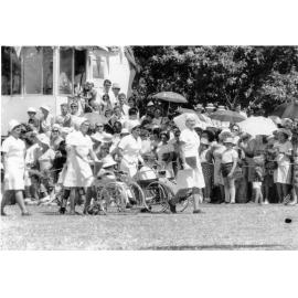 A scene from the Cavalcade of Progress procession at the Townsville Sports Reserve for the Royal Visit, 20 April 1970