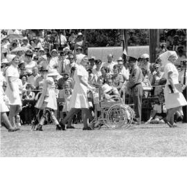 A scene from the Cavalcade of Progress procession at the Townsville Sports Reserve for the Royal Visit, 20 April 1970
