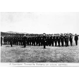 Members of the First Garrison Battery on parade at Townsville, before departing for active service, August 1914