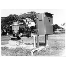 Well and pump for sprinkler system, Anderson Park, Townsville, 1970. 