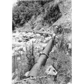 The Mount Spec pipeline at the Crystal Creek intake, near Townsville, 1973 