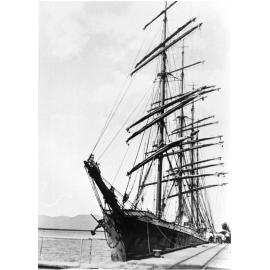 A four masted square rigger at Townsville. 