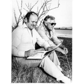 Artist, John Olsen preparing sketches of wildlife of the Town common for an ABC documentary film, Townsville, 1977. 