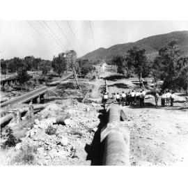 Aldermen and Council staff inspecting new Mount Spec water pipeline at Rollingstone Creek, Townsville, 1967