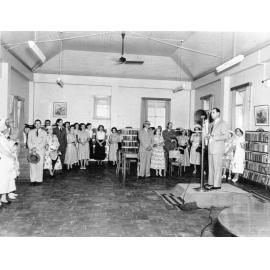 Mayor, Angus Smith at the opening of the Townsville Children's Library, 1953