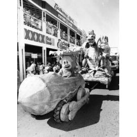 The "Bedrock Bedlam" float in the Townsville Pacific Festival procession, 29th August 1987 