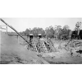 Black weir during construction, Townsville, 1933