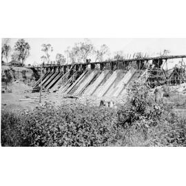 Black weir during construction, Townsville, 1933