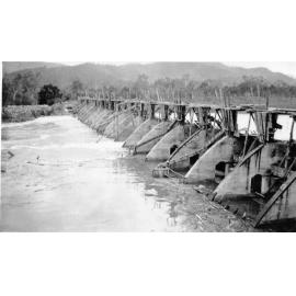 Black weir during construction, Townsville, 1934