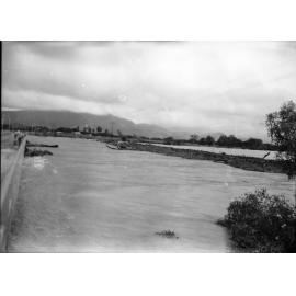 Flooding on railway at Rooney's Bridge, Townsville, 1968. 