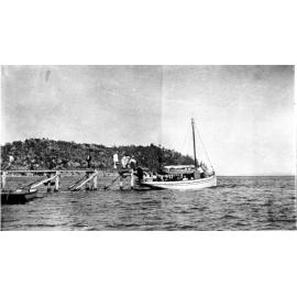 The Phoenix at the landing stage in Picnic Bay, Magnetic Island, Townsville, ca.1912 