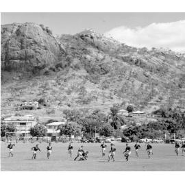 Rugby league being played at the Sports Reserve, North Ward, Townsville, 1962