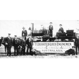 The float of the Federated Locomotive Enginemen, Firemen and Cleaners Association of Australasia at the Eight Hour Day demonstration, Townsville, May 1909 