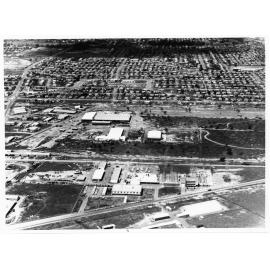 Aerial view of Burns Philp's new warehouse, Keane Street, Currajong, Townsville, 1970