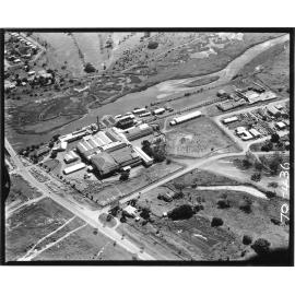 Ross River Meatworks, Townsville, aerial view, 1970