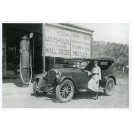 Bales with the Dodge in front of Cottrell's general store and Belgian Gardens Post Office, Bundock Street, Belgian Gardens, late 1940's