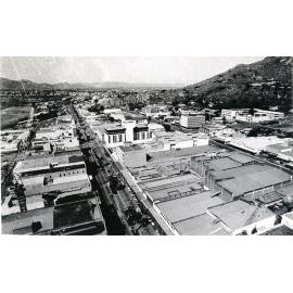 Aerial view of Flinders Street and Sturt Street, Townsville City, Townsville, 1976