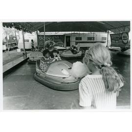 The Lions Merry Muster and children on the Dodgem Cars, Townsville, 1 November 1973
